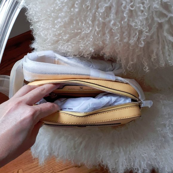 NWT Karl Lagerfeld faux leather lemon crossbody camera bag - Picture 5 of 9